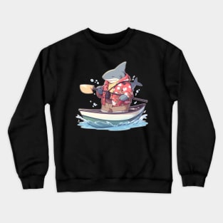 Super Cute Shark Standing in a Canoe Crewneck Sweatshirt